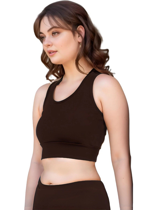 Full Coverage Women Sports Bra - Brown