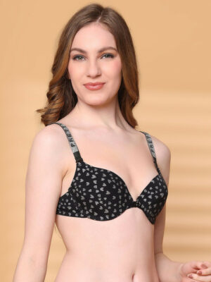 Geometric Half Coverage Underwired Lightly Padded Plunge Bra