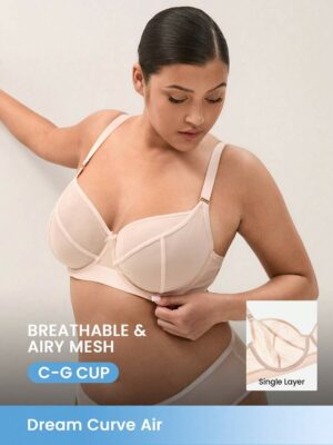 LUVLETTE Plus Unlined Breathable Sheer Mesh Bra