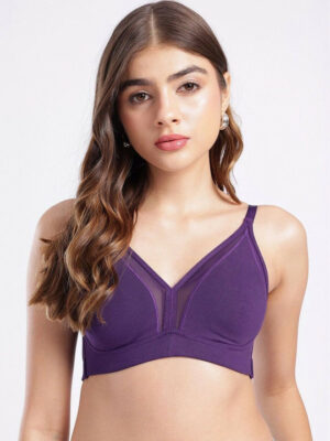 Medium Coverage Cotton Bra - Purple
