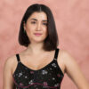 Medium Coverage Floral Bra - Black