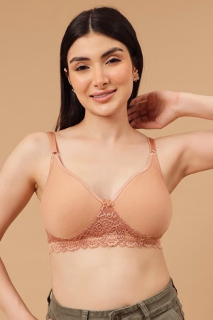 Non-Wired Full Coverage Spacer Cup Bra in Nude Colour - Cotton Rich
