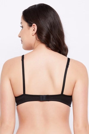 Non-Wired Full Coverage T-shirt Bra in Black - Cotton Rich
