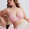 Pink Underwire Mesh & Lace Patchwork Romantic Bra