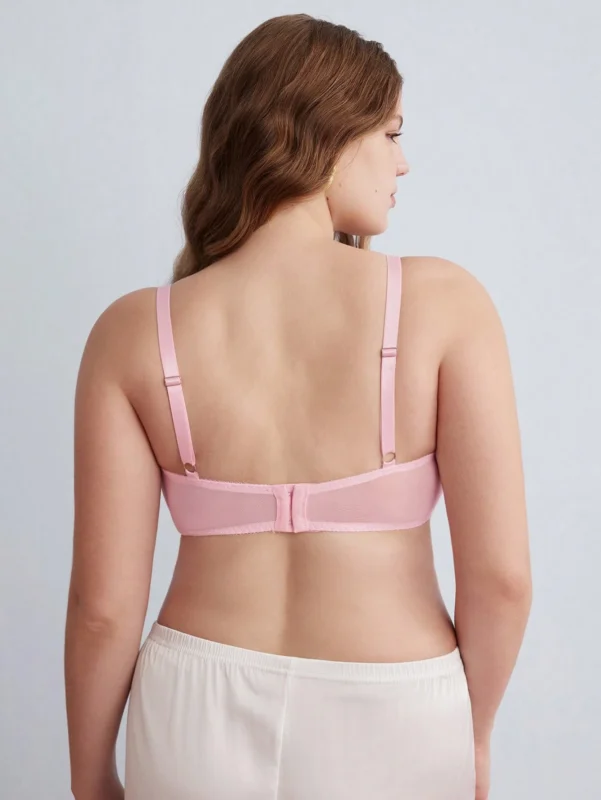 Pink Underwire Mesh & Lace Patchwork Romantic Bra