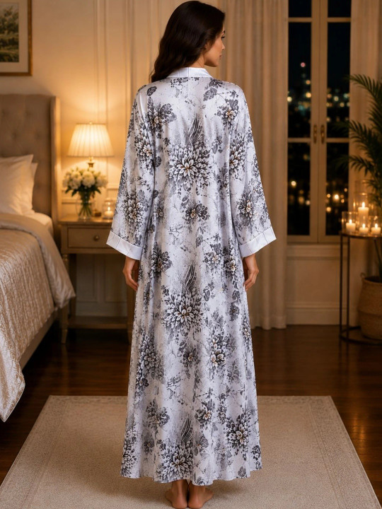 Printed Satin Babydoll Nighty