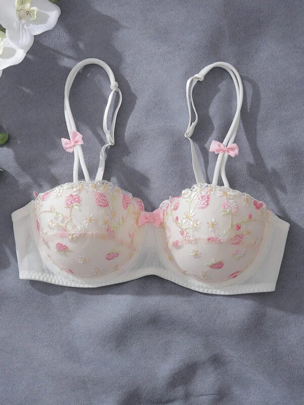 Romantic Sweet Floral Embroidered Bra