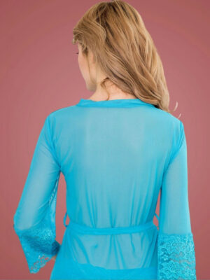 Satin Net Sexy Nighty - Sky Blue