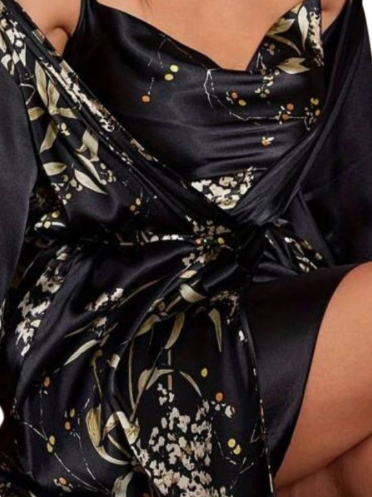 Satin Silk Printed Baby Doll Nightdress