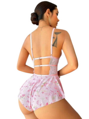 Self Design Shoulder Straps Baby Doll Nighty