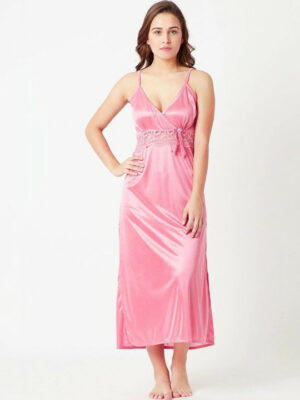 Women Pink Sexy Maxi Nightdress