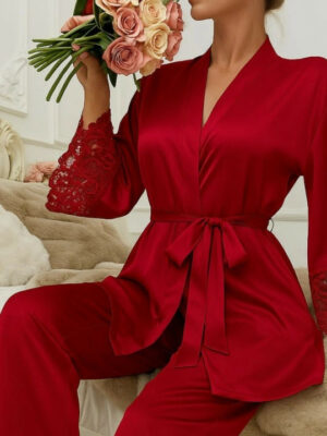 Women Satin Silk Nighty - Red
