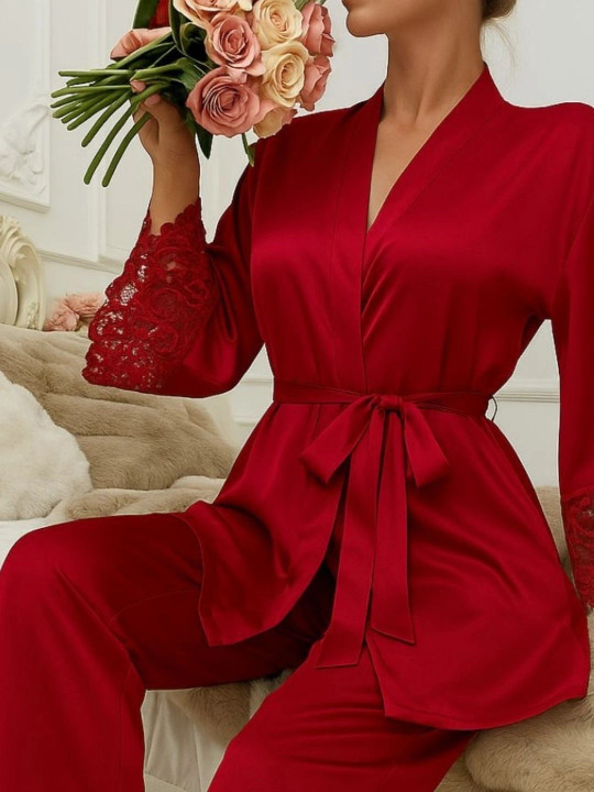 Women Satin Silk Nighty - Red