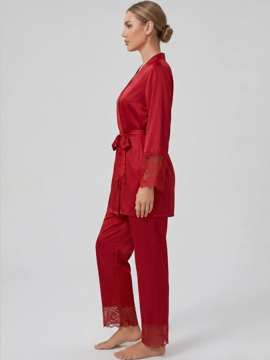 Women Satin Silk Nighty - Red