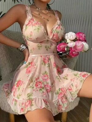 Women Sexy Pink Lingerie Set