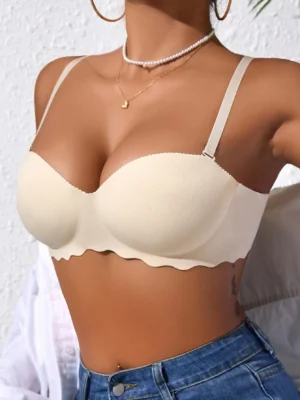 Women's Beige Small Chest Push UP Bra