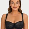 Women's Padded Strap Demi Cup Sexy Lace Bra