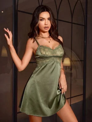 Women's Sexy Comfortable Lace Trim Patchwork Nightdress