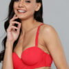 Coral Red Solid Underwired Lightly Padded Push-Up Bra