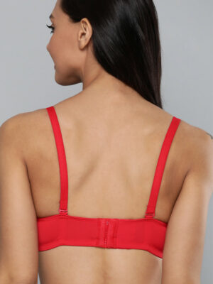 Coral Red Solid Underwired Lightly Padded Push-Up Bra