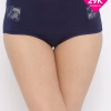 Cotton High Waist Hipster Panty with Lace Inserts In Navy
