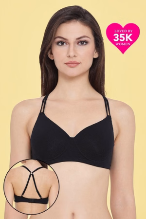 Cotton Padded Non-Wired T-Shirt Crossback Bra