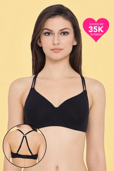 Cotton Padded Non-Wired T-Shirt Crossback Bra