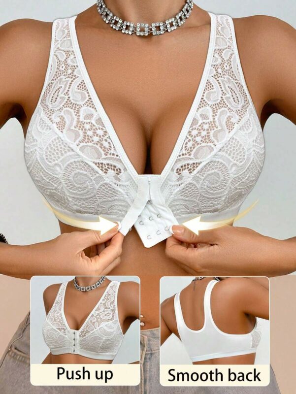 Front Closure Lace Floral Patchwork Sexy Women's Bra
