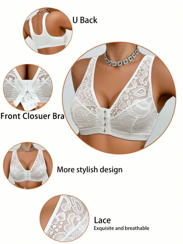 Front Closure Lace Floral Patchwork Sexy Women's Bra