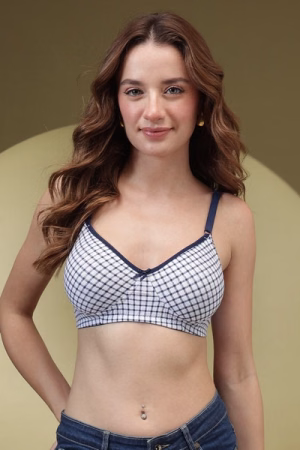 Full-Coverage Printed T-shirt Bra in White - Cotton