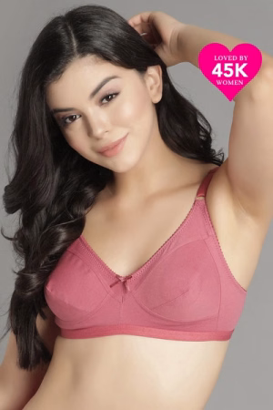 Non-Padded Non-Wired Full Coverage Bra In Pink