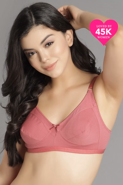 Non-Padded Non-Wired Full Coverage Bra In Pink