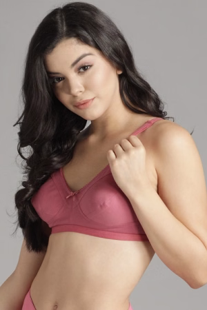 Non-Padded Non-Wired Full Coverage Bra In Pink