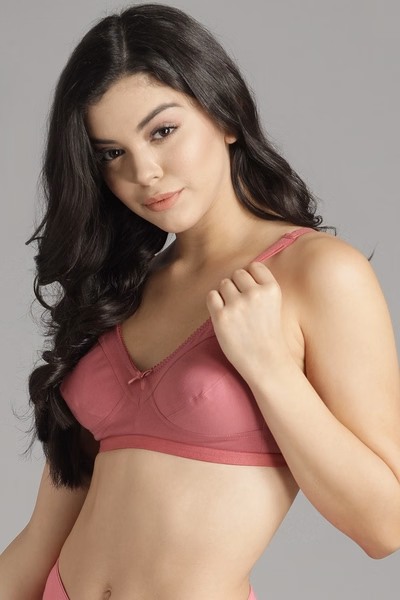 Non-Padded Non-Wired Full Coverage Bra In Pink