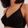 Non-Padded Non-Wired Full Cup Bra & Bikini Panty Set In Black - Lace