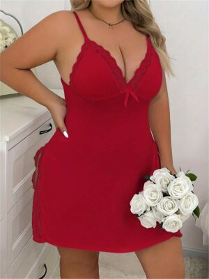 Plus Size Women's Lace Trimmed Nightgown