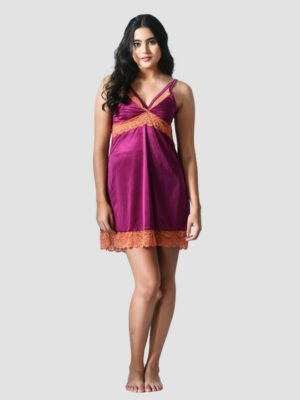 Satin Short Nighty With Robe Nightwear
