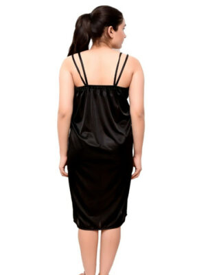 Satin Short Nighty with Double Shoulders Straps
