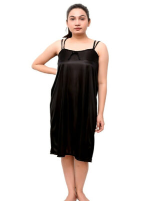 Satin Short Nighty with Double Shoulders Straps