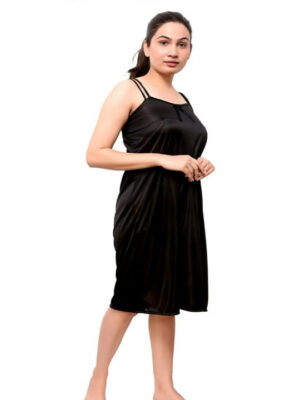 Satin Short Nighty with Double Shoulders Straps
