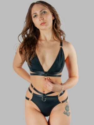 Strappy Garter Belt Non-Padded Lingerie Set