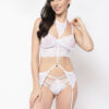 Women White Self-Design Lace Garter Set