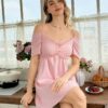 Women's Cute Solid Color Lace Trim Patchwork Nighty