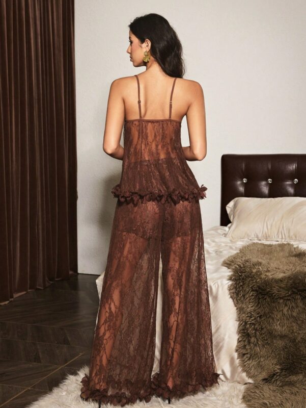 Women's Heavy Embellished 3D Floral Lace Nightsuits