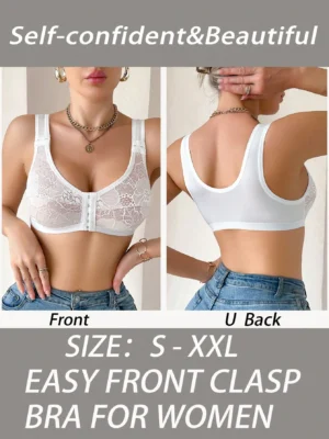 Women's Lace & Non-Wired Front Closure Comfortable Bra