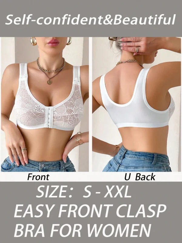 Women's Lace & Non-Wired Front Closure Comfortable Bra