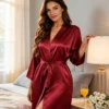 Women's Lightweight Breathable Burgundy Nightdress