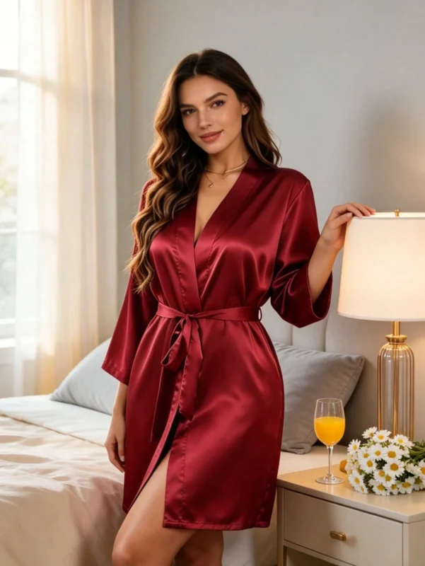 Women's Lightweight Breathable Burgundy Nightdress
