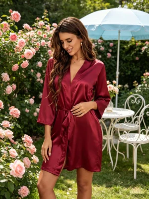 Women's Lightweight Breathable Burgundy Nightdress