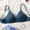1pc V-Shaped Women Comfortable Wireless Soft Cup Solid Color Bra